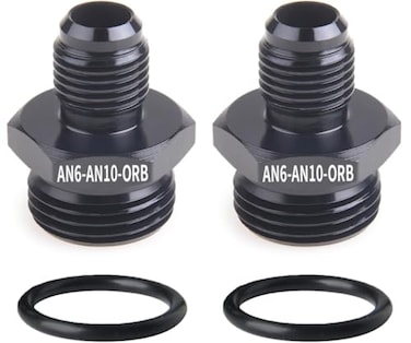 ZHSYMX 6AN Flare to 10AN ORB Male Oring Boss Fuel Pump Rail Adapter Fitting Aluminum Black 2PCS