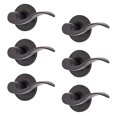 BRINKS 6Pack Tuscan Bronze Transitional Interior Passage Wave Door Lever Keyless Oil Rubbed Bronze Finish NonLocking Wave Door Handle