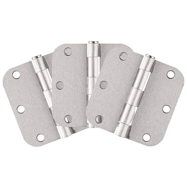 Design House Plain Bearing Door Hinge 3Pack 312 x 312 in 58 in Radius Satin Nickel Steel Removable Pin 181412