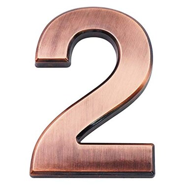 Jerrybaby 39 Inch House Numbers ABS Engineering Plastics 1 Pc SelfAdhesive Numbers for Apartment Hotel Door Waterproof Brass Address Number 2