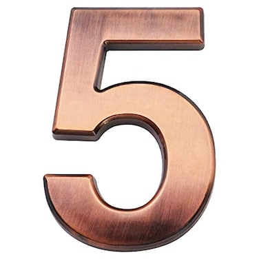 Jerrybaby 39 Inch House Numbers ABS Engineering Plastics 1 Pc SelfAdhesive Numbers for Apartment Hotel Door Waterproof Brass Address Number 5