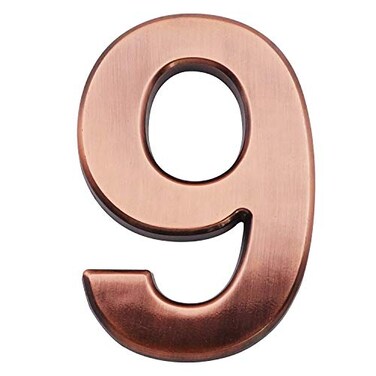 Jerrybaby 39 Inch House Numbers ABS Engineering Plastics 1 Pc SelfAdhesive Numbers for Apartment Hotel Door Waterproof Brass Address Number 9