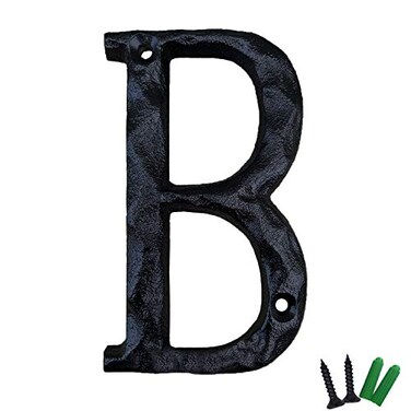 YICC 5 Inch High House Letters Solid Cast Iron Home Address Letters Perfect Matching Our 55 Inch House Numbers Black Finished Letter B