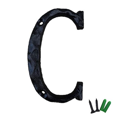 YICC 5 Inch High House Letters Solid Cast Iron Home Address Letters Perfect Matching Our 55 Inch House Numbers Black Finished Letter C