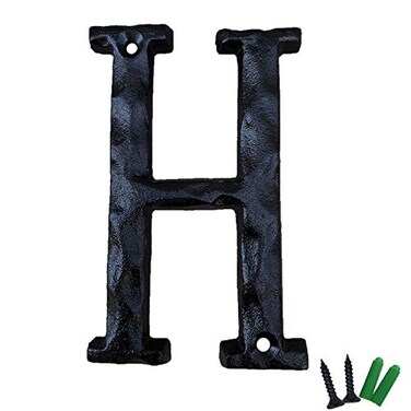 YICC 5 Inch High House Letters Solid Cast Iron Home Address Letters Perfect Matching Our 55 Inch House Numbers Black Finished Letter H