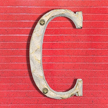 BetLight 5 Inch House Letters Cast Iron Home Address Letter Solid Heavy DutyEasy Install with Matching Screws Gold White Finished Letter C