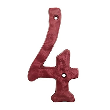 BetLight 55 Inch High Cast Iron House Number Solid Hammered Home Address Numbers Elegant Red FinishedNumber 4