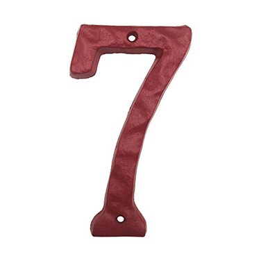 BetLight 55 Inch High Cast Iron House Number Solid Hammered Home Address Numbers Elegant Red FinishedNumber 7