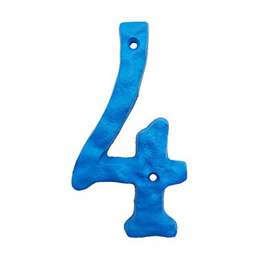 BetLight 55 Inch High Cast Iron House Number Solid Hammered Home Address NumbersElegant Blue FinishedNumber 4