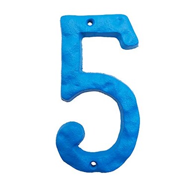 BetLight 55 Inch High Cast Iron House Number Solid Hammered Home Address NumbersElegant Blue FinishedNumber 5