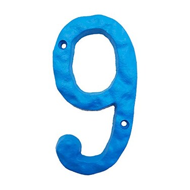 BetLight 55 Inch High Cast Iron House Number Solid Hammered Home Address NumbersElegant Blue FinishedNumber 9