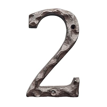 BetLight Cast Iron House Numbers5 Inch Rustic Address Number Solid Heavy DutyEasy Install with Matching ScrewsNumber 2
