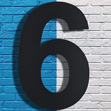 Cobata Modern House Numbers for Outside12 Inch High Stainless Steel Home Address NumbersFloating AppearanceEasy to InstallBlackNumber 6
