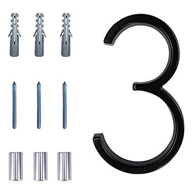 Deamos Floating Modern House Numbers 5 inch Zinc Alloy Home Address Number for Outside House with Reflective Paint Finish Black Floating Mount or Flush Mount