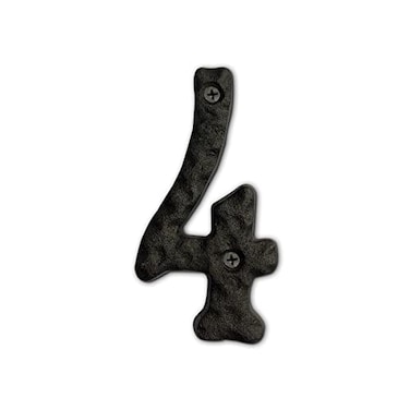HOMUS House Address Numbers 4 Inch Height Cast Iron House Number Rustproof Black Finish Number 4