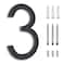 BUTUNITA Modern 8 Inch Black Metal House Numbers Floating Flush Mount Aluminum Number 3