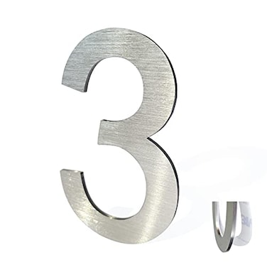 Bodicarson Stainless Steel House NumbersMetal Modern House NumbersMailbox Decor NumberSelfadhesive house Number3Inch3 Silver