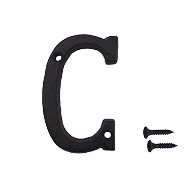 TripDock 3 Inch Wrought Iron House Number Matching Screws Included Black Letter C