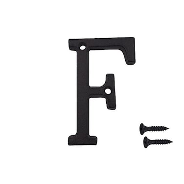 TripDock 3 Inch Wrought Iron House Number Matching Screws Included Black Letter F