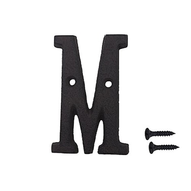 TripDock 3 Inch Wrought Iron House Number Matching Screws Included Black Letter M
