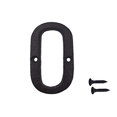 TripDock 3 Inch Wrought Iron House Number Matching Screws Included Black Letter O