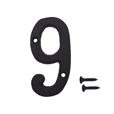 TripDock 3 Inch Wrought Iron House Number Matching Screws Included Black Number 9