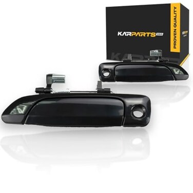 KarParts360 For Honda Civic 2001 02 03 04 2005 Door Handle Driver and Passenger Side Pair Front Exterior Smooth Black With Key Hole All Submodels Replacement For 72180S5DA02 72140S5DA02