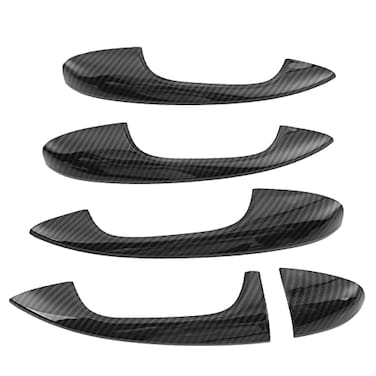Qiilu 4pcs Car Carbon Fiber Style Door Handle Cover Trim ABS Door Handle Cover Replacement for Benz C Class W205 20152018 GLC Class X253 20162018
