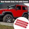X AUTOHAUX 3pcs Door Handle Insert Decorative Strip Trim with Push Button Cover for Jeep Wrangler 2 Door 20072018 Red