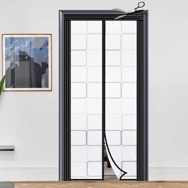 Veanusiver Adjustable Insulated Door Curtain Magnetic Thermal SelfClosing Privacy Door Screen Fit Doors Size Width 34 39 Height 81 84 Hands Free with Closure Weighted Bottom Grey