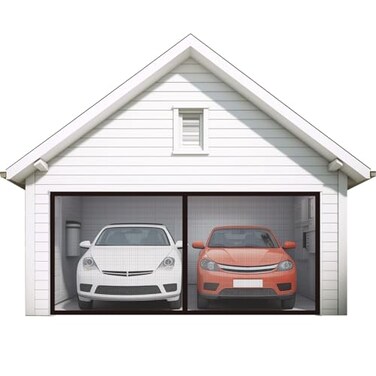 AURELIO TECH Magnetic Garage Door Screen for 2 Car 16x7 ft Double Garage Door Mesh Screen Curtain Cover Kit with Hook and Loop