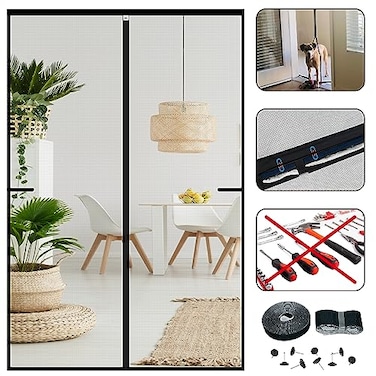 CHIYUNS Screen Door Mesh Magnetic Closure 30 x 80 inch Self Closing Fiberglass Mosquito Net with Magnet for Doors Heavy Duty Bug Fly Screens Curtain for Doorway Keep Bugs Out Pet Friendly