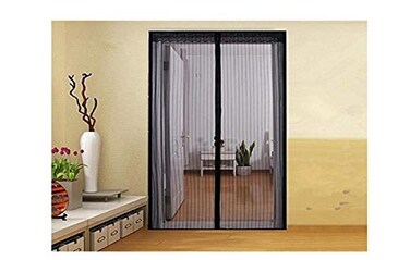 Dependable Industries Magnetic Mesh Screen Door Curtain Keeps Bugs Out Let Cool Breeze in Front Back Side and Sliding Doors