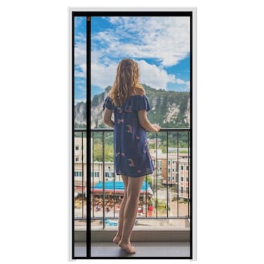 WochiTV Reversible Screen Door Mesh Fits Door Size 38 x 80 Left Right Side Opening Magntic Screen Door Screen Size 40 x 82 Top AntiTearing Mesh Net Curtain with Magnet