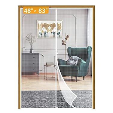 yotache Yotache Door Net Screen with Magnet Fit Doors 48x82 to 48x83 Screen Size 50x84 Patio French Doors Net Heavy Duty Mesh Pets and Kids Friendly White
