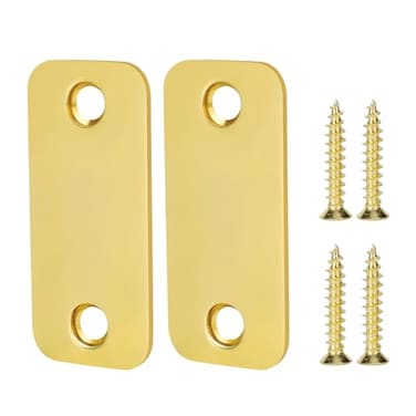 Siwil Brass Door Filler Plate 1 x 214 with Round Corner Door Edge Hole Cover Plate 2 Pack