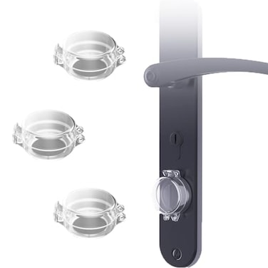 UtySty 3 Pack Keyed Entry Door Knob Deadbolt Secure Cover Baby Proofing Adhesive Deadbolt Lock Child Safety Protector for Ball Door Knobs with Lock and Key Interior Exterior Front Entrance Locks 11