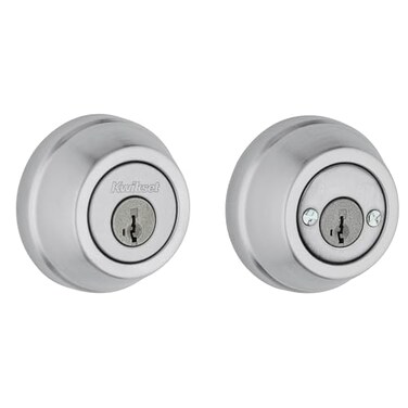 Kwikset Gatelatch Deadbolt Lock Satin Chrome Round Keyed on Exterior and Interior Front Entry Door Pick Resistant SmartKey Rekey Security Double Cylinder Dead Bolt