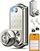 Veise VE018 Smart Knob Handle Lock Fingerprint App Control Keyless Entry for Front Door and Bedroom Electronic Digital Keypad Auto Lock Remote Access Sharing Easy Installation Satin Nickel