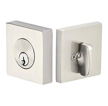 Emtek Hardware Deadbolt Single Cylinder Square Solid Brass Modern Style CKeyway Model 8469 Color Satin Nickel US15
