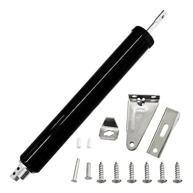 AUXBC Adjustable Pneumatic Door Closer Kit Heavy Duty Storm Door Closer with Hold Open Feature for Medium and Lightweight Screen Doors Black