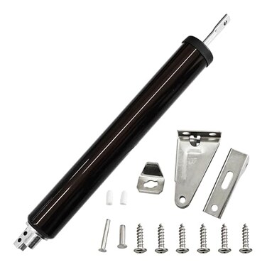 AUXBC Adjustable Pneumatic Door Closer Kit Heavy Duty Storm Door Closer with Hold Open Feature for Medium and Lightweight Screen Doors Brown