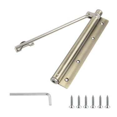 Geesatis 1Pcs Safety Spring Door Closer Stainless Steel Adjustable Automatic Door CloserRight or Left Wing DoorCyan