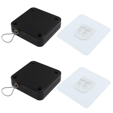 Unlorspy 2Pcs Automatic Sliding Door Closer Punch Free Door Closer Automatic Door Closer Steel Drawstring for BedroomBathroomOffice 800g Tension Black