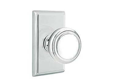 Emtek Passage Set Rectangular Rosette Norwich Knob Polished Chrome US26