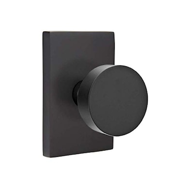 Emtek Privacy Set Modern Rectangle Rosette Modern Round Knob Flat Black