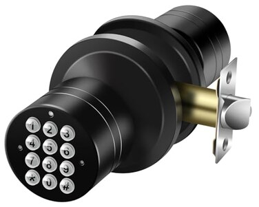 Buoan Door Knob with Keypad Keyless Entry Door Lock Black Electronic Code Locks Door Knob Passage Mode Easy to Install for HomeOfficeHotelBedroom