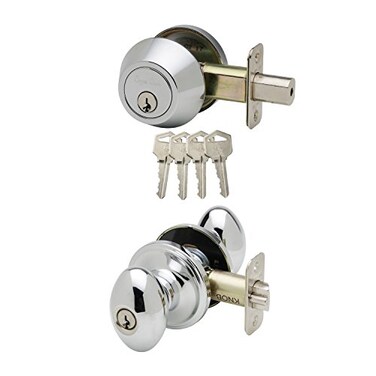 Copper Creek EKDB141PS Egg Door Knob Keyed Alike with Deadbolt Combination Polished Stainless