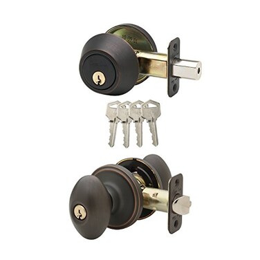 Copper Creek EKDB141TB Egg Door Knob Keyed Alike with Deadbolt Combination Tuscan Bronze