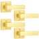SHINY HANDLES Dummy Door Knob Interior Gold Dummy Door Handles Dummy Door Lever Satin Brass 4 PackHalfDummy
